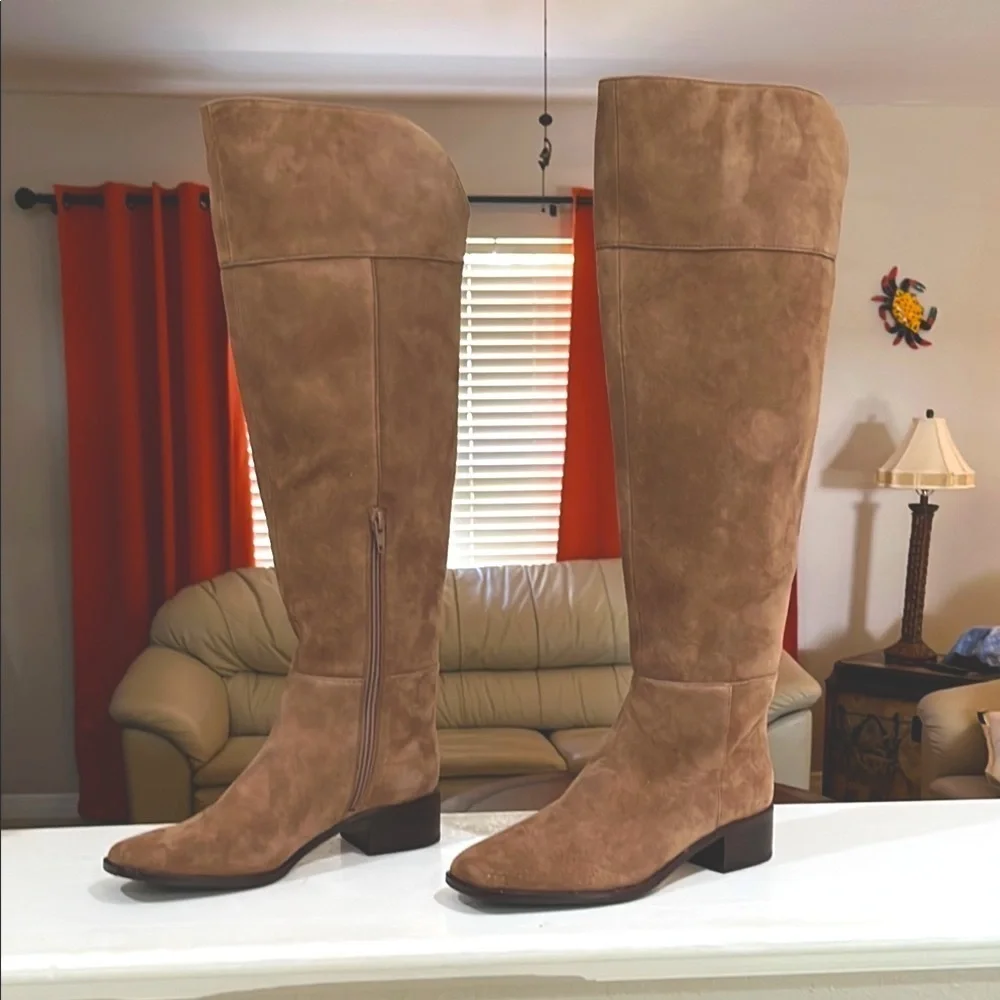 NWOB Antonio Melani Rilee Brown Suede Over-the-Knee Dress Boots Size 6 M